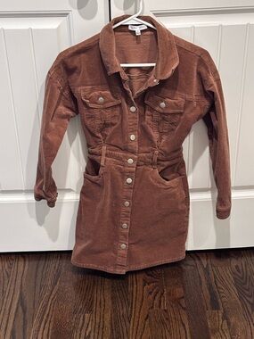 Cloud Ten Corduroy Button-Front Dress/Jacket in Rust